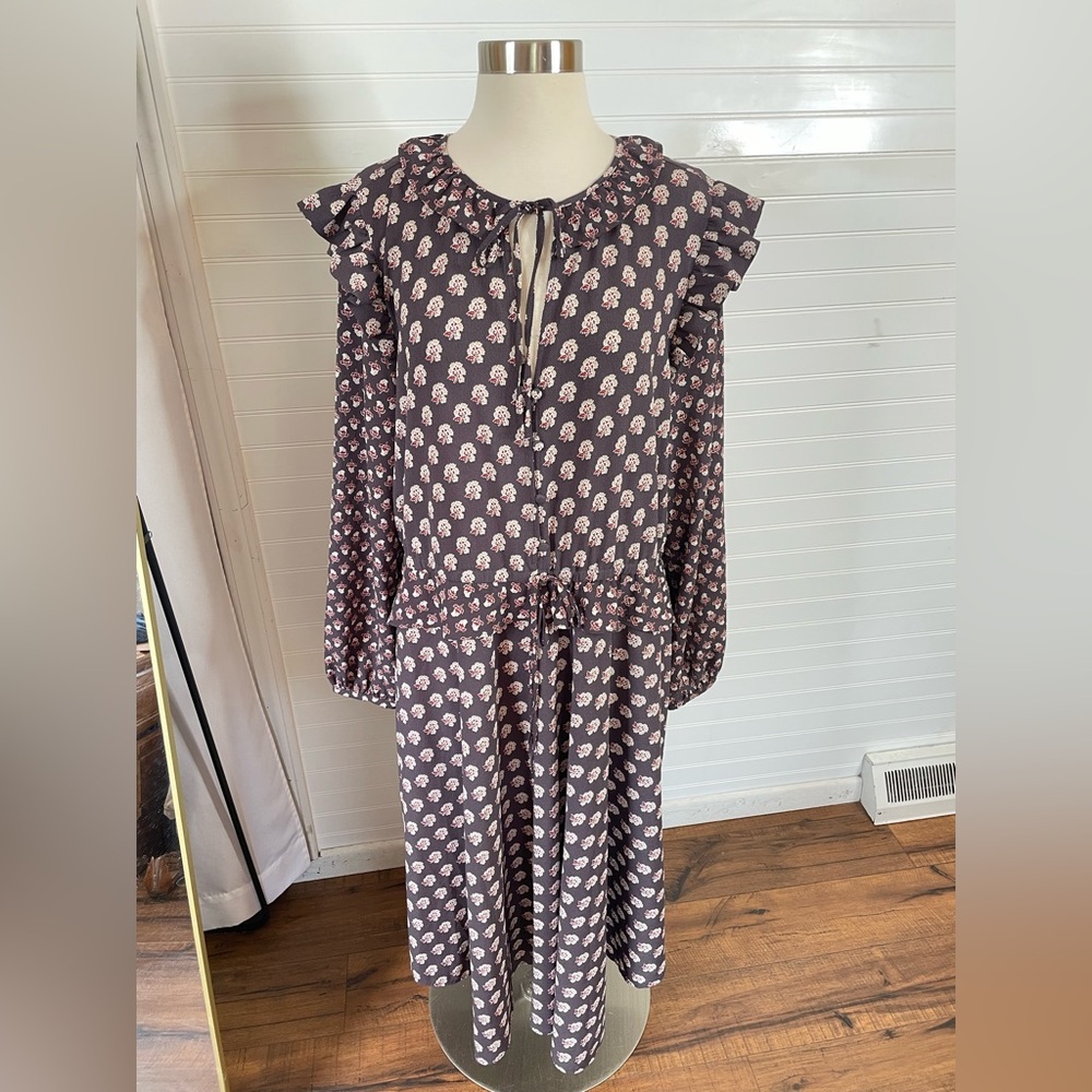 H&M Floral Print Ruffle Long Sleeve Dress